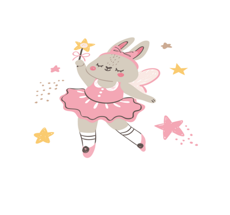 Tappeto vinile per bambini coniglio danzante con bacchetta - TenStickers