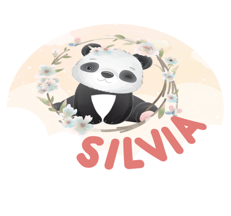 Tappeto vinile con nome arte di panda adorabile - TenStickers