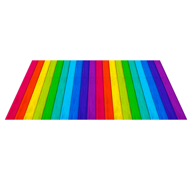 Tappeto vinile effetto legno a righe arcobaleno - TenStickers