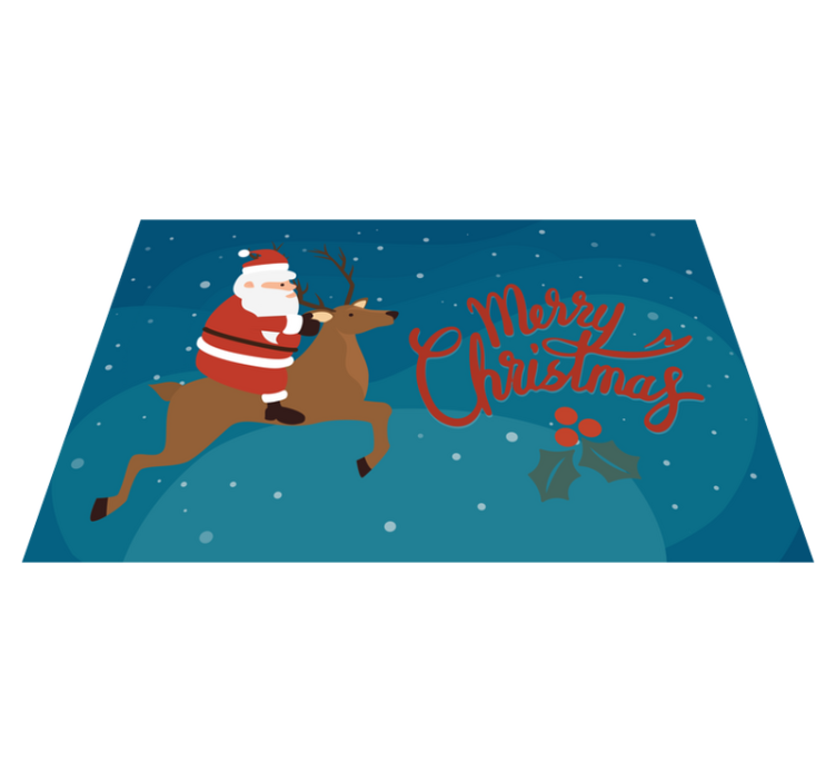 Tappeto vinile natale babbo natale a cavallo di renna - TenStickers