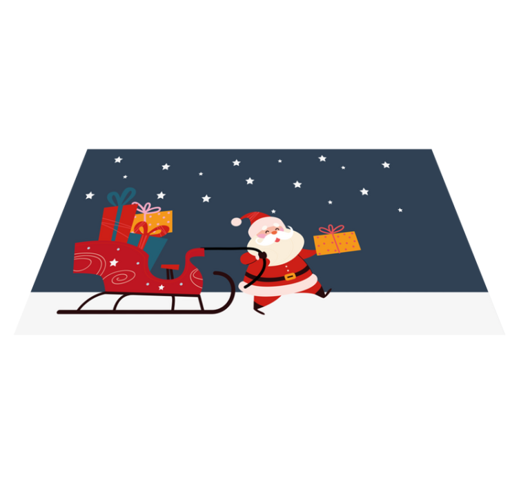 Tappeto vinile natale slitta allegra di babbo natale - TenStickers