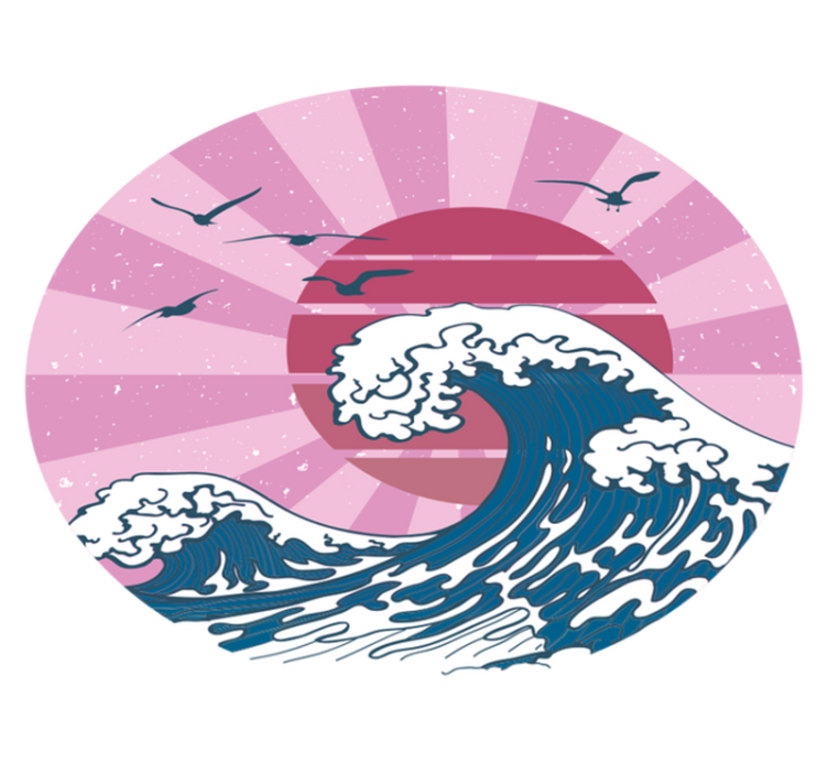 Tappeto vinile geometrico onda rosa di kanagawa - TenStickers