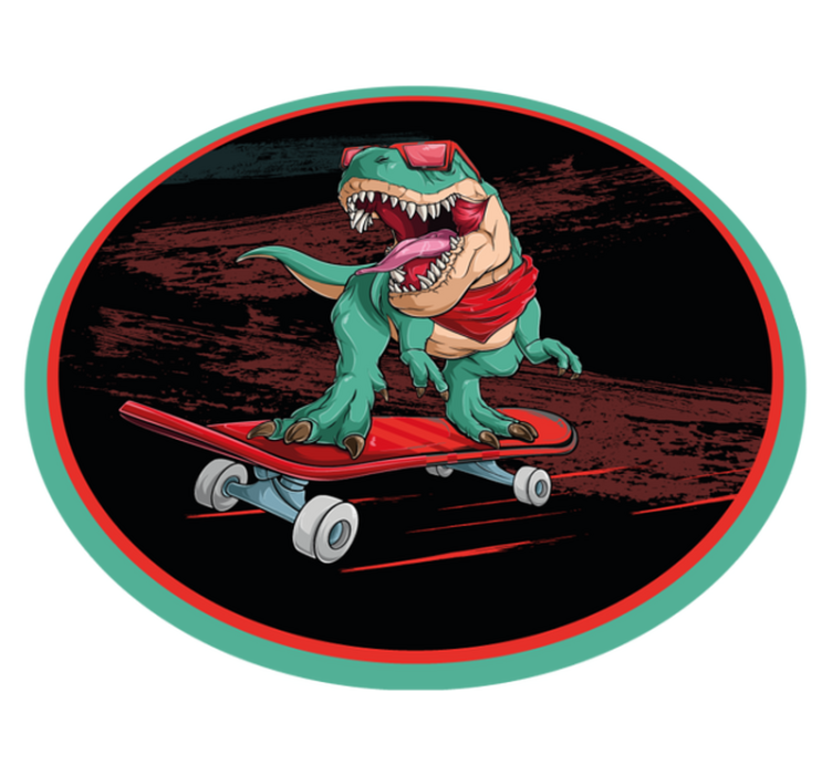 Tappeto vinile per ragazzi dinosauro sullo skateboard - TenStickers