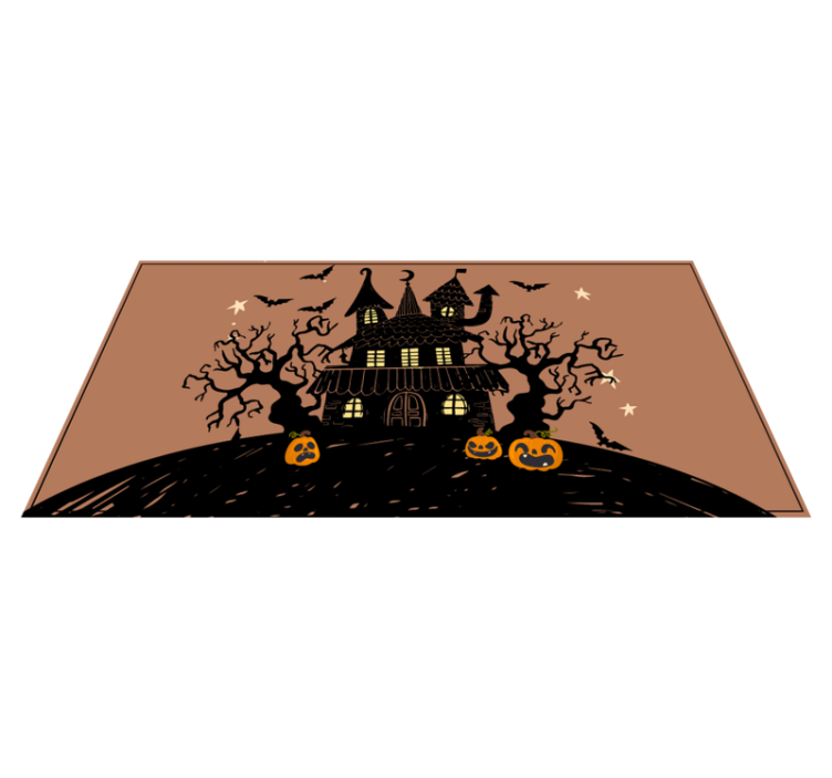 Tappeto vinile Halloween scena della casa infestata - TenStickers