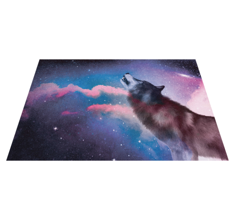 Tappeto vinile animali ululato cosmico del lupo - TenStickers