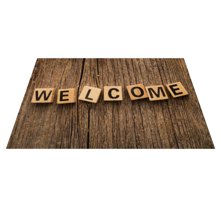Tappeto vinile frase benvenuto con alfabeto in legno - TenStickers