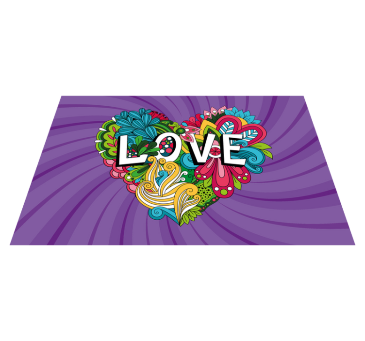 Tappeto vinile frase illustrazione di amore colorato - TenStickers