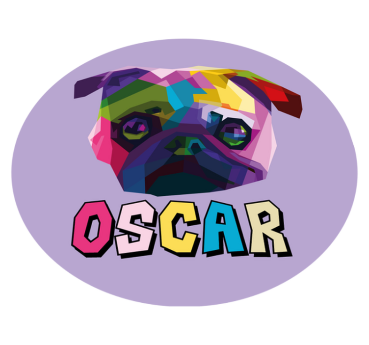 Tappeto vinile con nome illustrazione canina geometrica - TenStickers