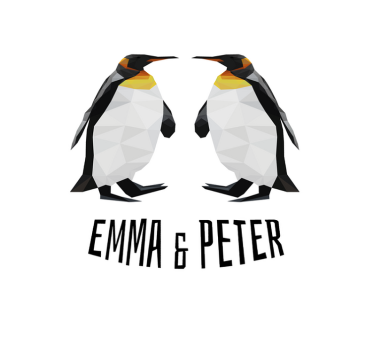 Tappeto vinile con nome pinguini geometrici - TenStickers