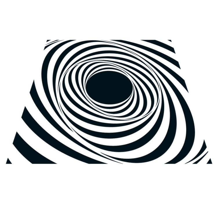 Tappeto vinile geometrico motivo vorticoso bianco nero - TenStickers