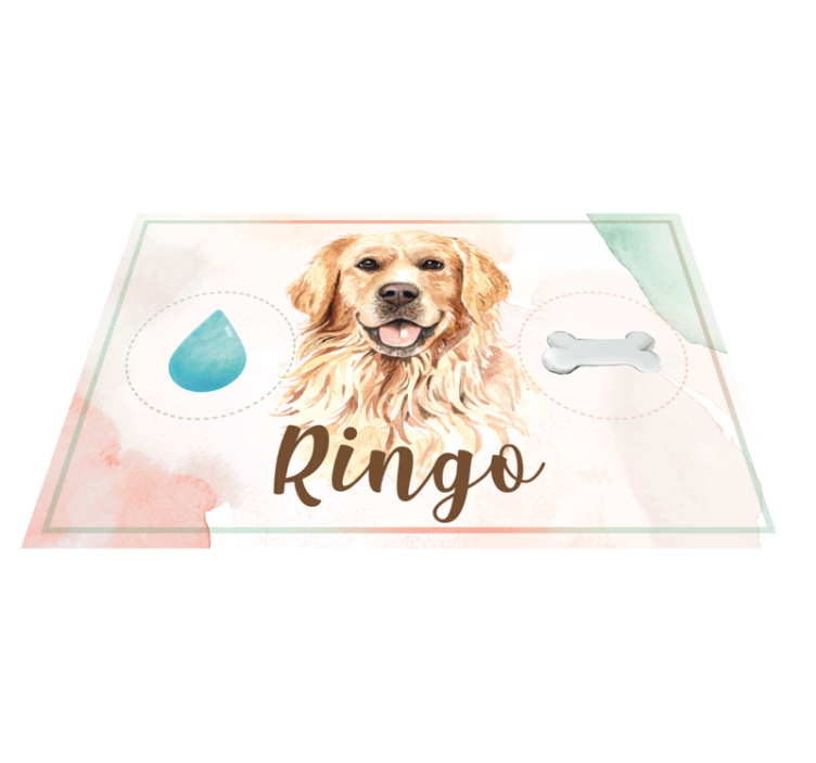 Tappeto in vinile Golden Retriever acqua e cibo - TenStickers