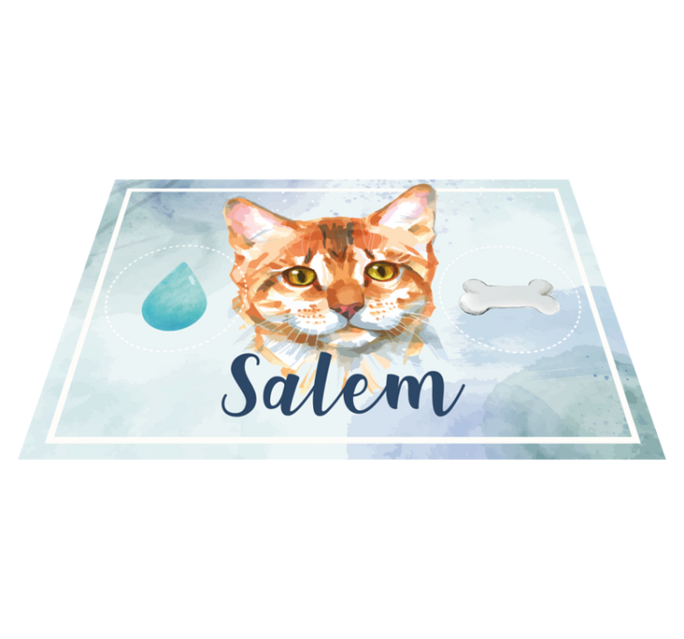 Tappeto in vinile gatto acquerellato con nome - TenStickers