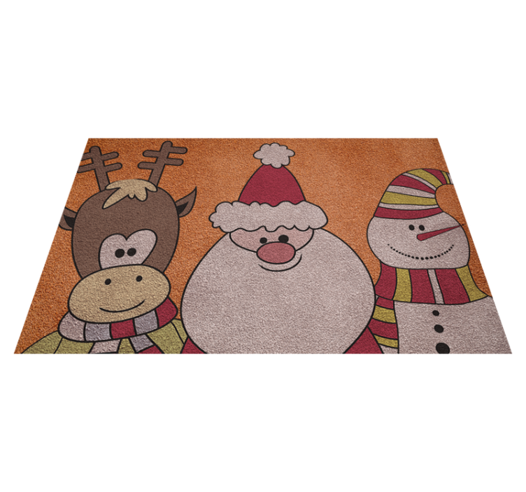 Tappeto in vinile Natale renne e uomo di neve - TenStickers