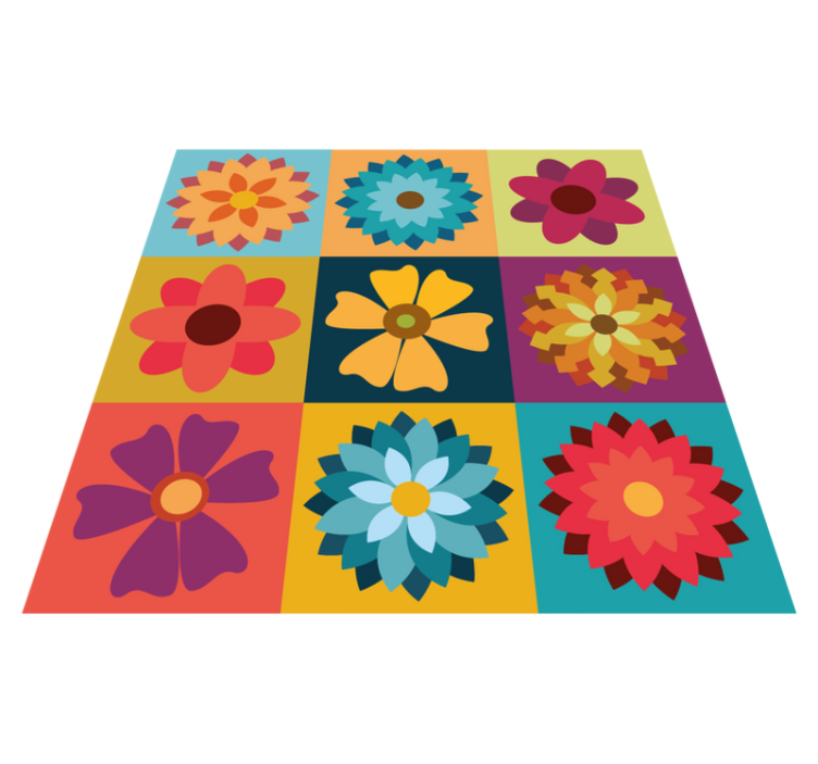 Tappeto in vinile piastrelle fiori hippy multicolori - TenStickers