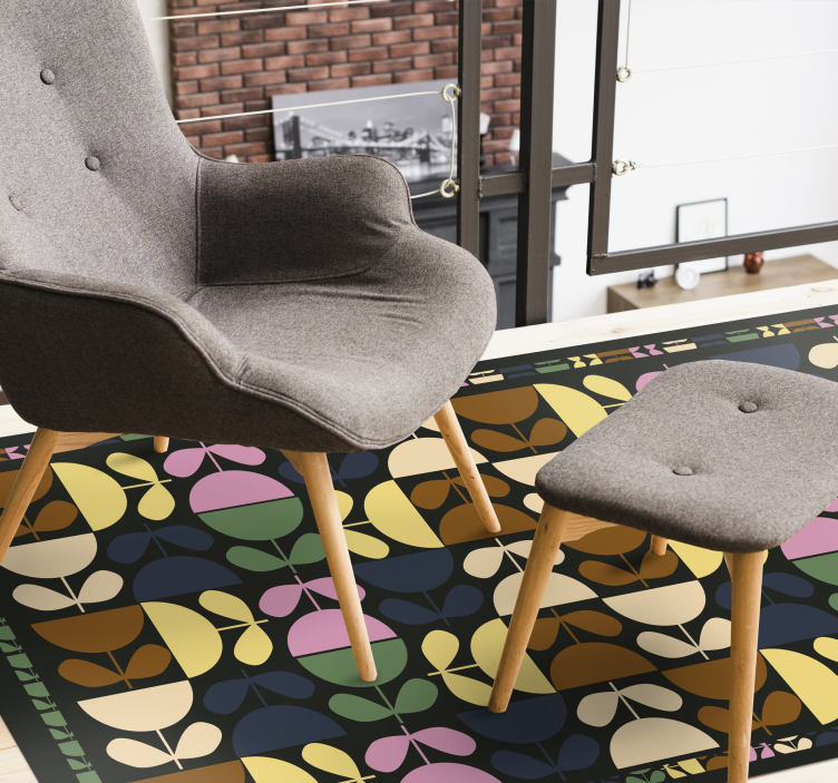 Tappeto vinile piastrelle motivi di foglie vibranti - TenStickers