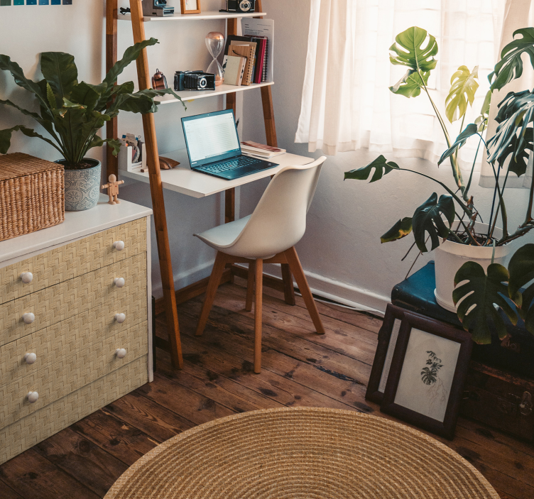 Tappeto vinile camera da letto tessitura circolare naturale - TenStickers