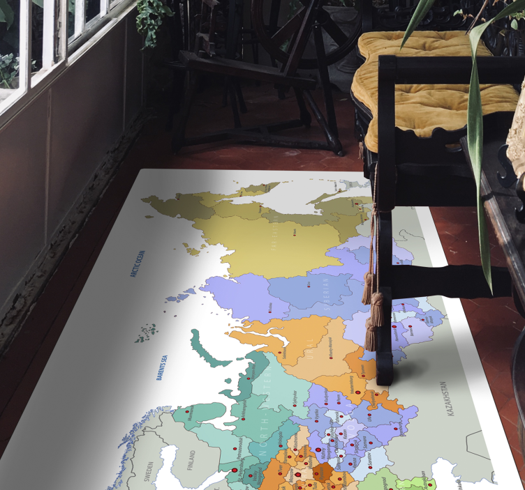 Tappeto vinile mappamondo regioni russe - TenStickers