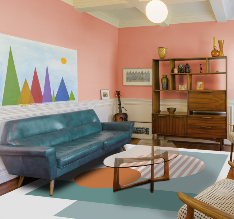 Tappeto vinile moderno cerchi geometrici soleggiati - TenStickers