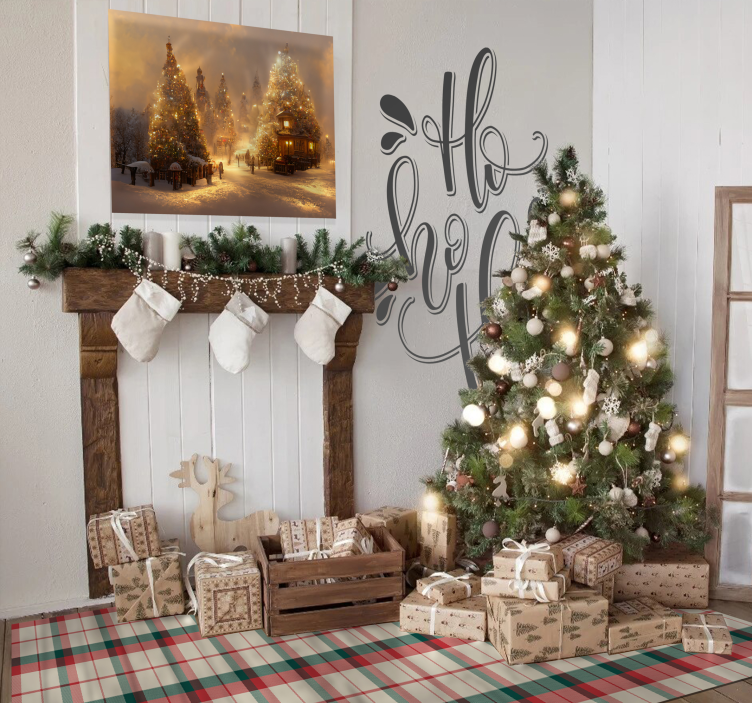 Tappeto in vinile geometrico Christmas Tartan - TenStickers