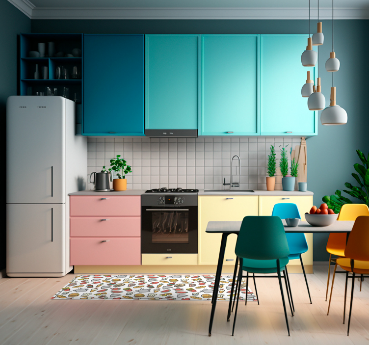 Tappeto pvc cucina con cibo e bevande - TenStickers