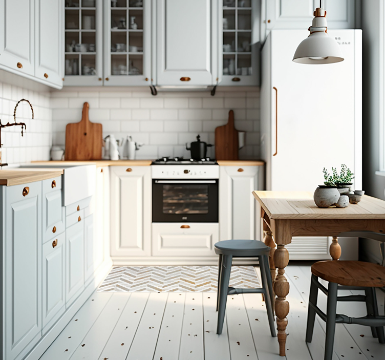 Tappeto pvc cucina chevron elegante - TenStickers