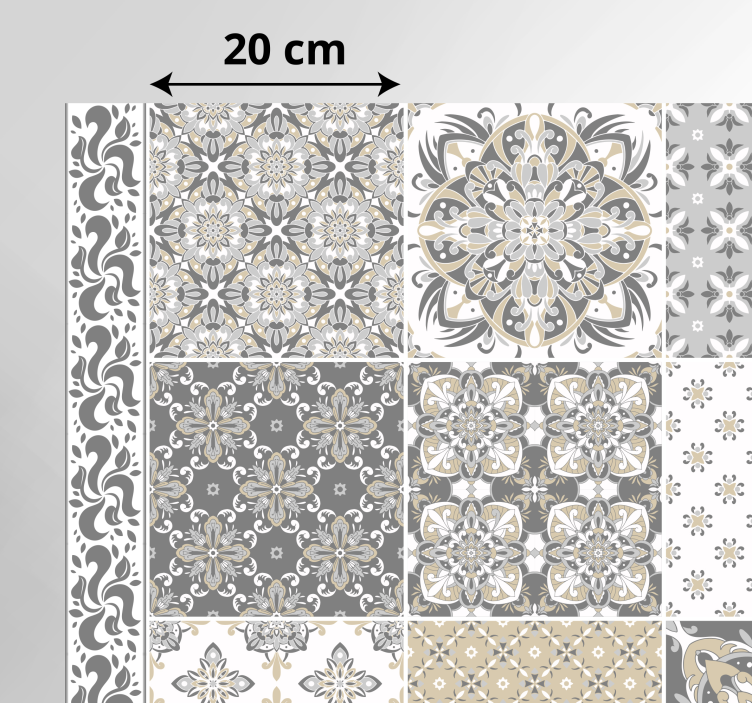 Tappeto vinile cucina piastrelle idrauliche grigio - TenStickers