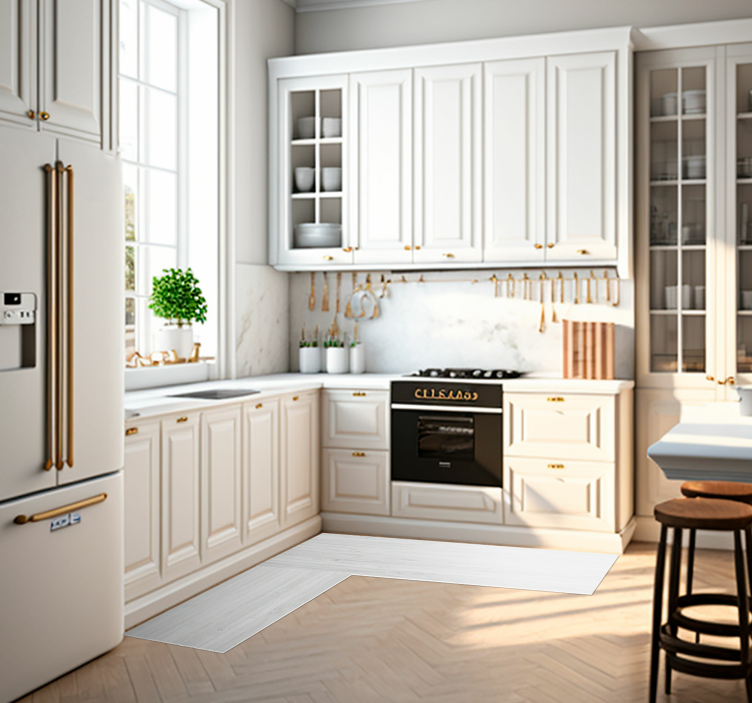 Tappeto vinile cucina legno bianco - TenStickers