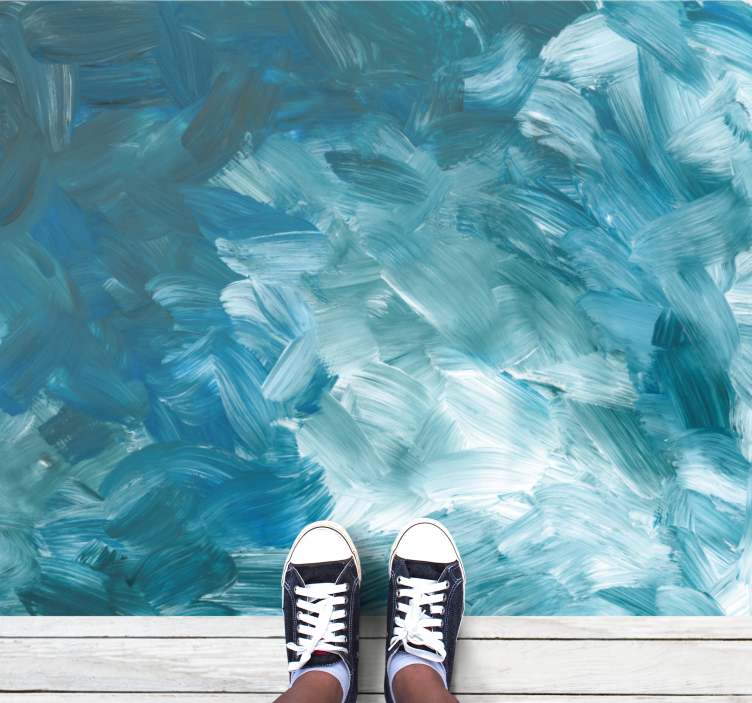 Tappeto in vinile rettangolare Pennellata astratta blu - TenStickers