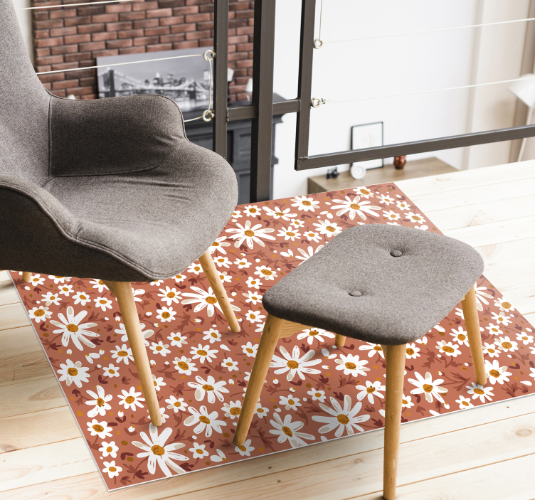 Tappeto in vinile sfondo margherita anni '70 - TenStickers