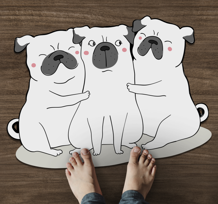 Tappeto di vinile animali adorable Pug Trio - TenStickers