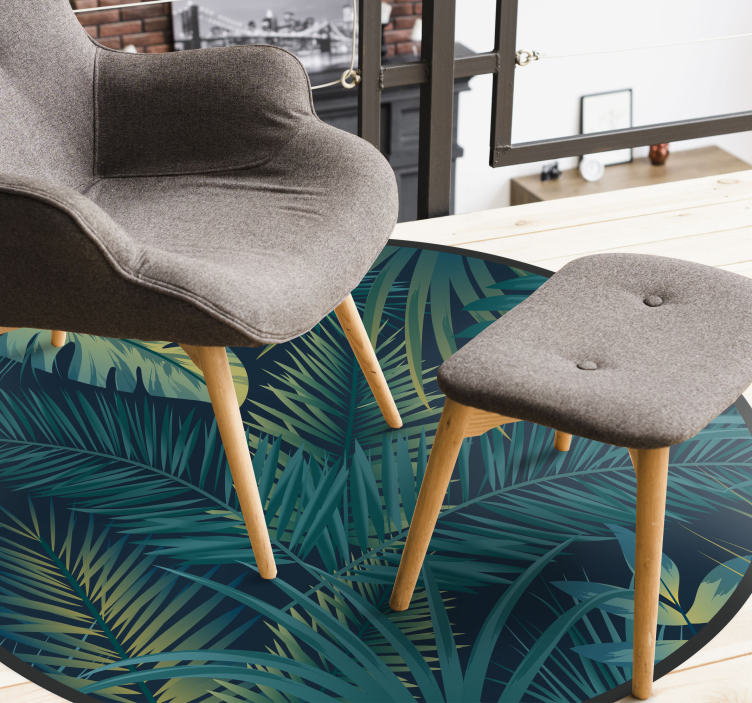 Tappeto in vinile con fiori e piante Foglie tropicali - TenStickers