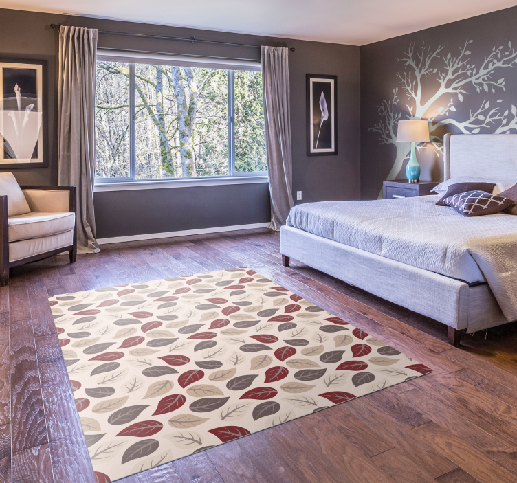 Tappeto in vinile con fiori e piante Modello foglia d'autunno - TenStickers