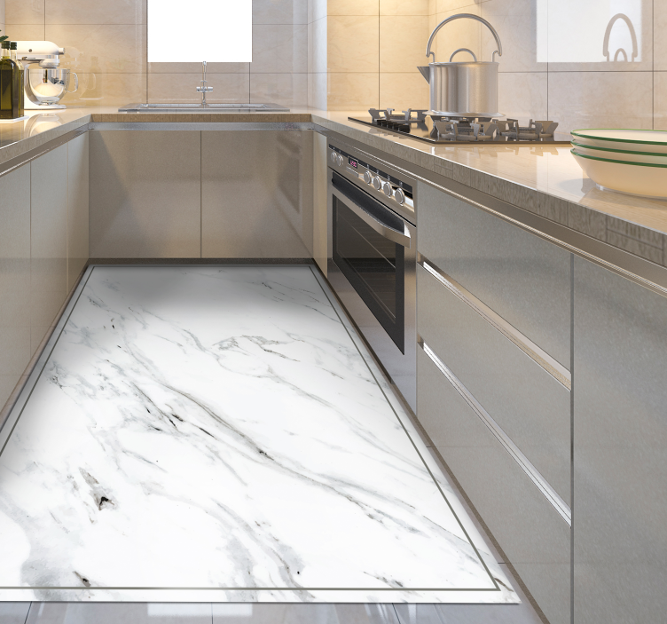 Tappeto in vinile cucina effetto marmo moderno - TenStickers
