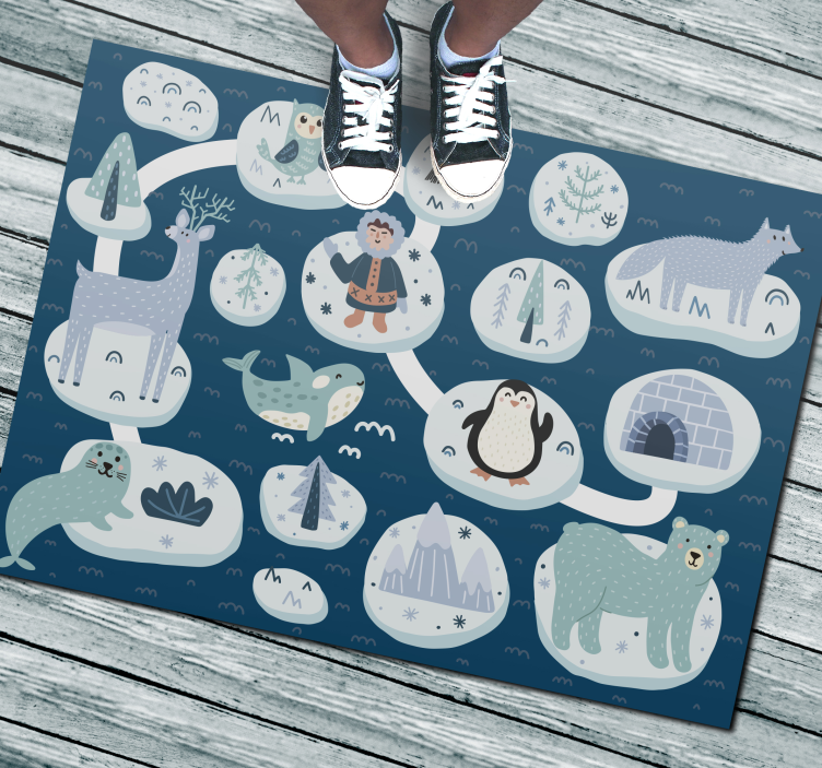 Tappeto in vinile stile nordico Strada degli animali polari - TenStickers