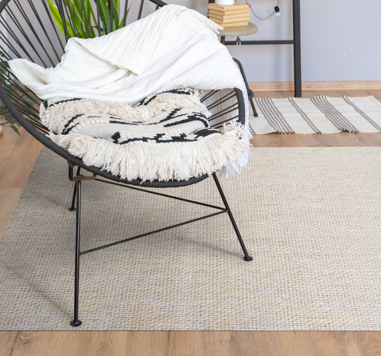 Tappeto in vinile stile nordico Trama di cotone beige naturale - TenStickers