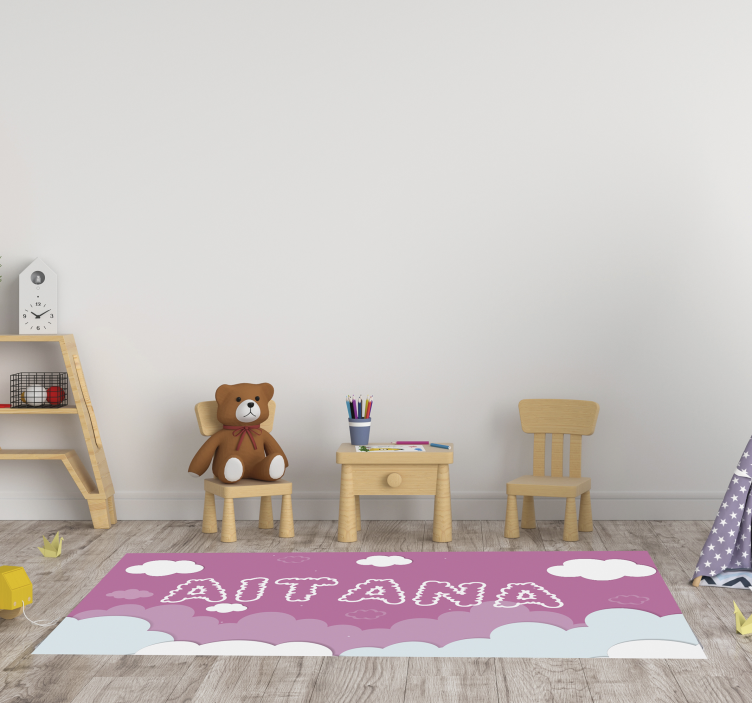 Tappeto in vinile per bebé custom Cloudy Name Floorpiece - TenStickers