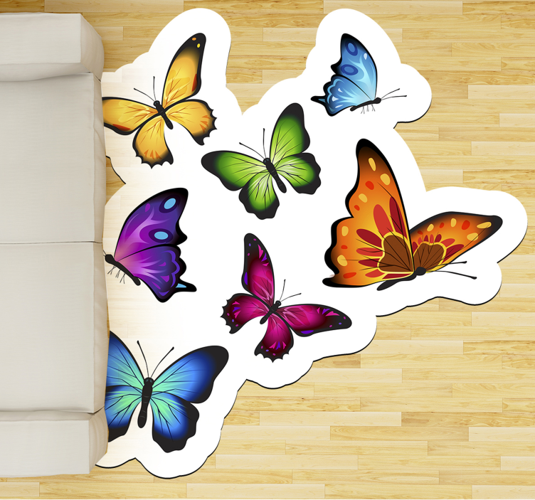 Tappeto di vinile collezione di farfalle colorate - TenStickers