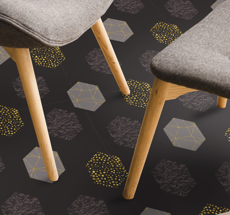 Tappeto in vinile geometrico Esagoni dorati  - TenStickers