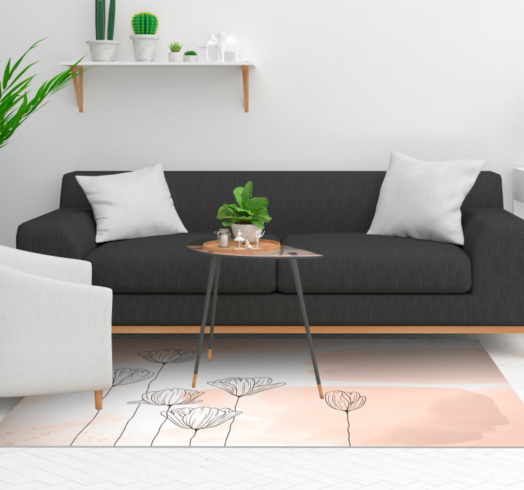 Tappeto in vinile con piante linea fiori - TenStickers