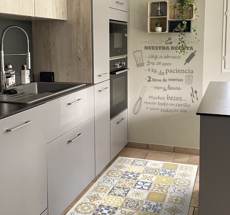 Tappeto vinile cucina piastrelle spagnole pietra calcarea - TenStickers