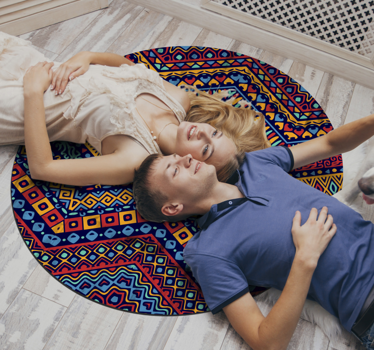 Tappeto in vinile etnico a motivi arrotondati - TenStickers