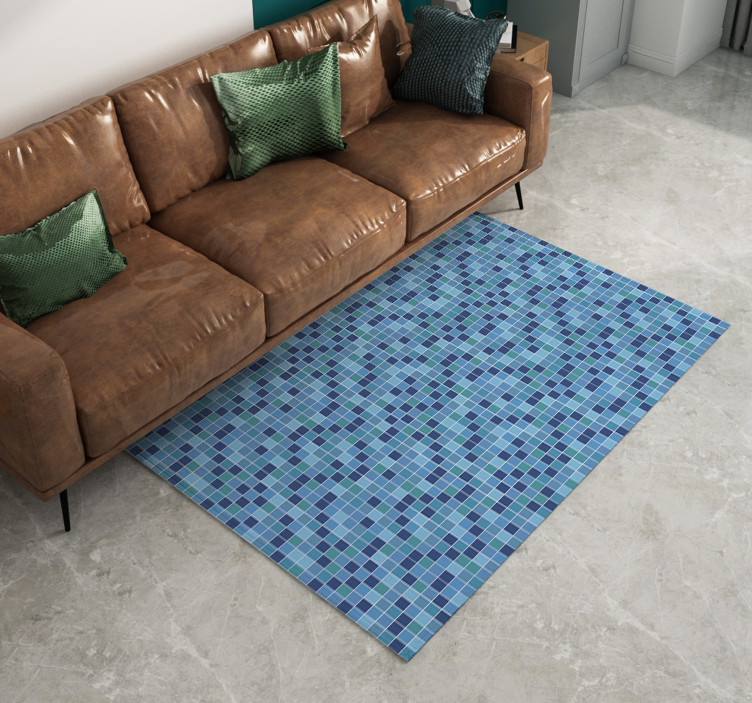 Tappeto in vinile geometrico mosaico blu - TenStickers