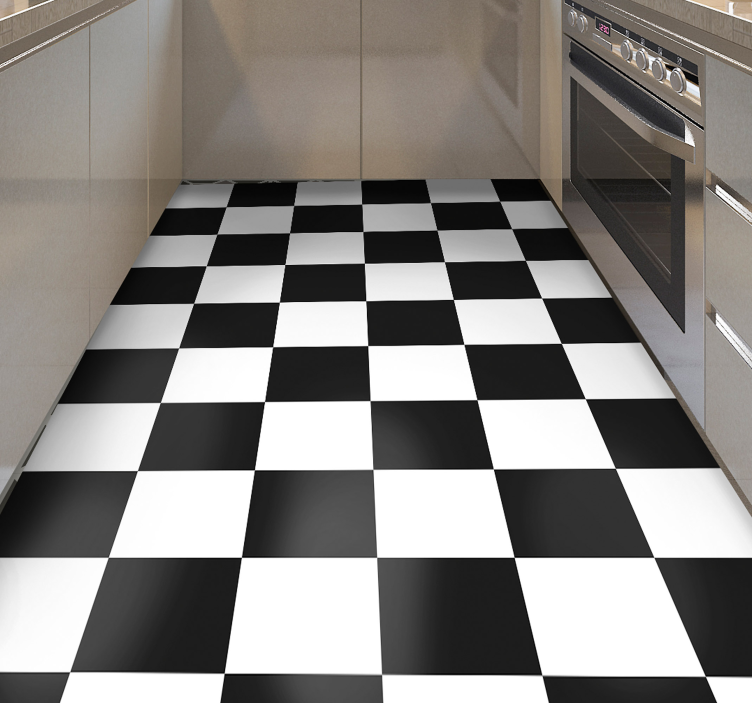 Tappeto pvc cucina scacchiera bianco e nero - TenStickers