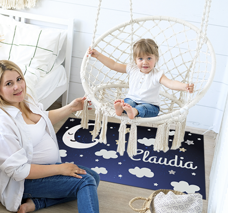 Favoloso tappeto in vinile per bambini luna e stelle - TenStickers