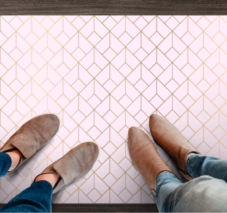 Tappeto in vinile modello geometrico a cubo bianco - TenStickers