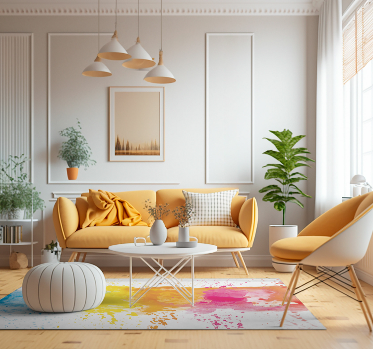 Tappeto in vinile soggiorno superficie schizzata colorata - TenStickers