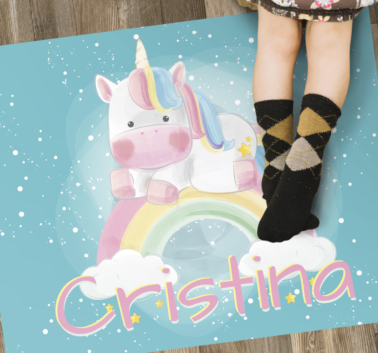 Tappeto in vinile per bambini unicorno personalizzabile - TenStickers