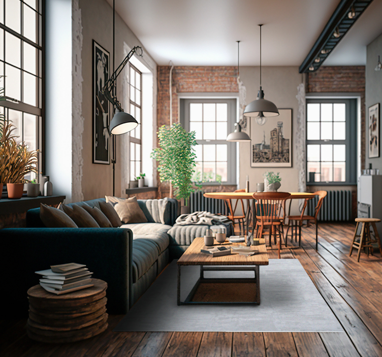 Tappeto in vinile salone grigio cemento leggero - TenStickers