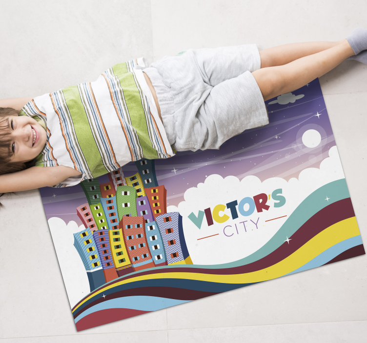 Magnifico tappeto in vinile dolce città con nome - TenStickers