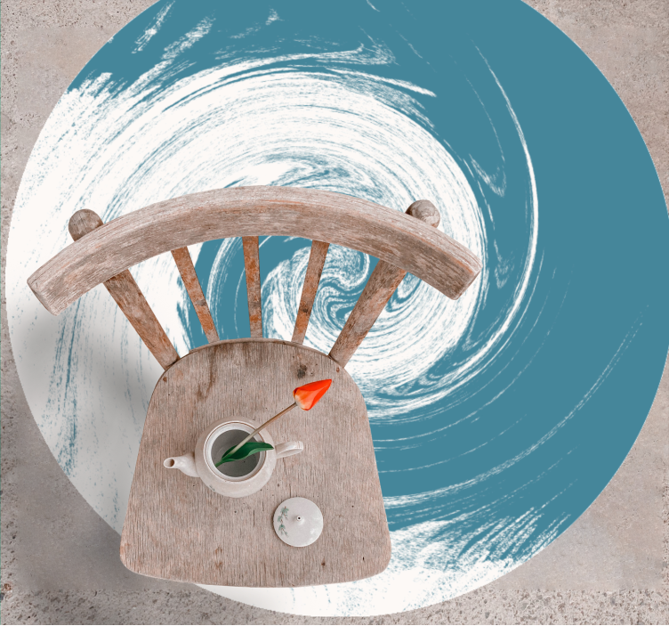 Tappeto in vinile rotondo astratto blu vorticoso - TenStickers